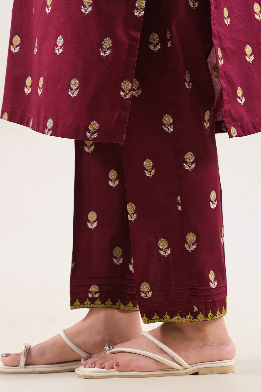 Embroidered Cotton Jacquard Stitched 2 Piece (Shirt/Trouser) - Pehnaawaa