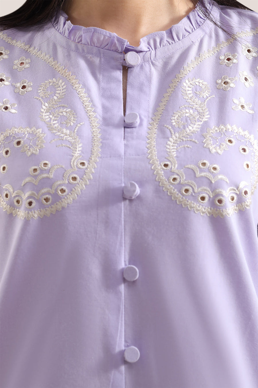 Solid Embroidered Poplin Stitched 2 piece (Shirt/Trouser) - Pehnaawaa