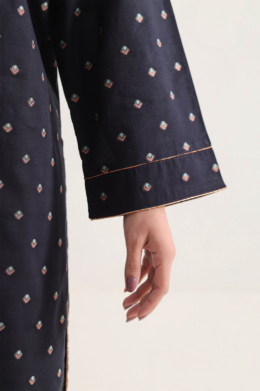 Black Cotton Printed | Stitched