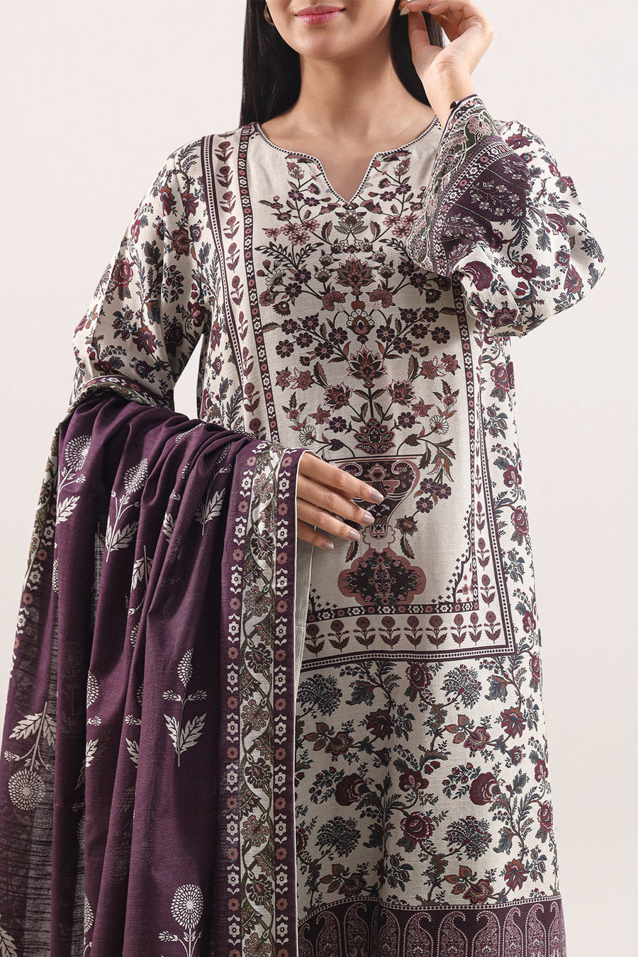 Printed Khaddar Stitched 2 Piece (Shirt/Trouser) - Pehnaawaa