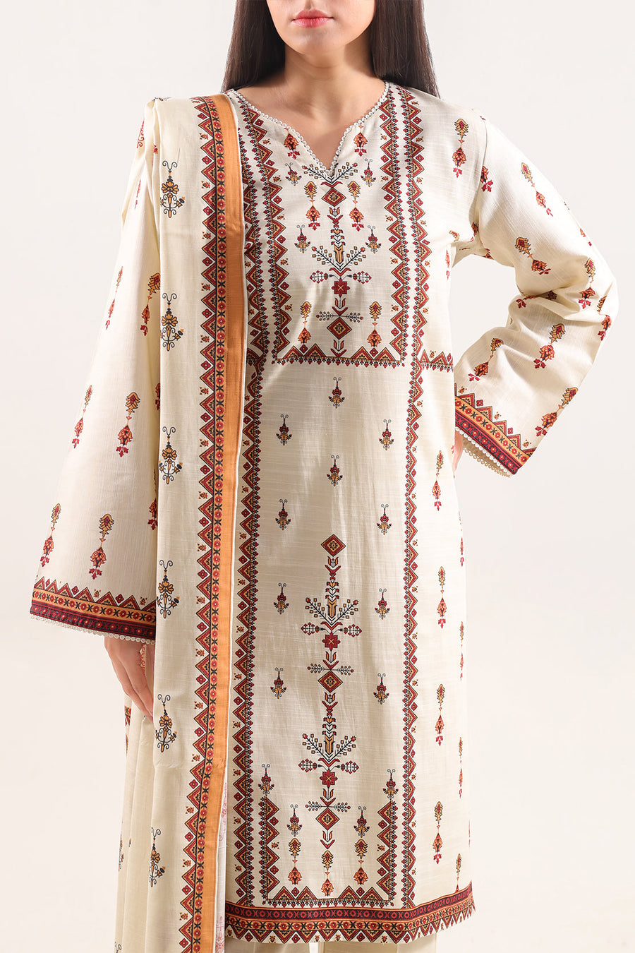 Printed Khaddar Stitched 2 Piece (Shirt/Trouser) - Pehnaawaa