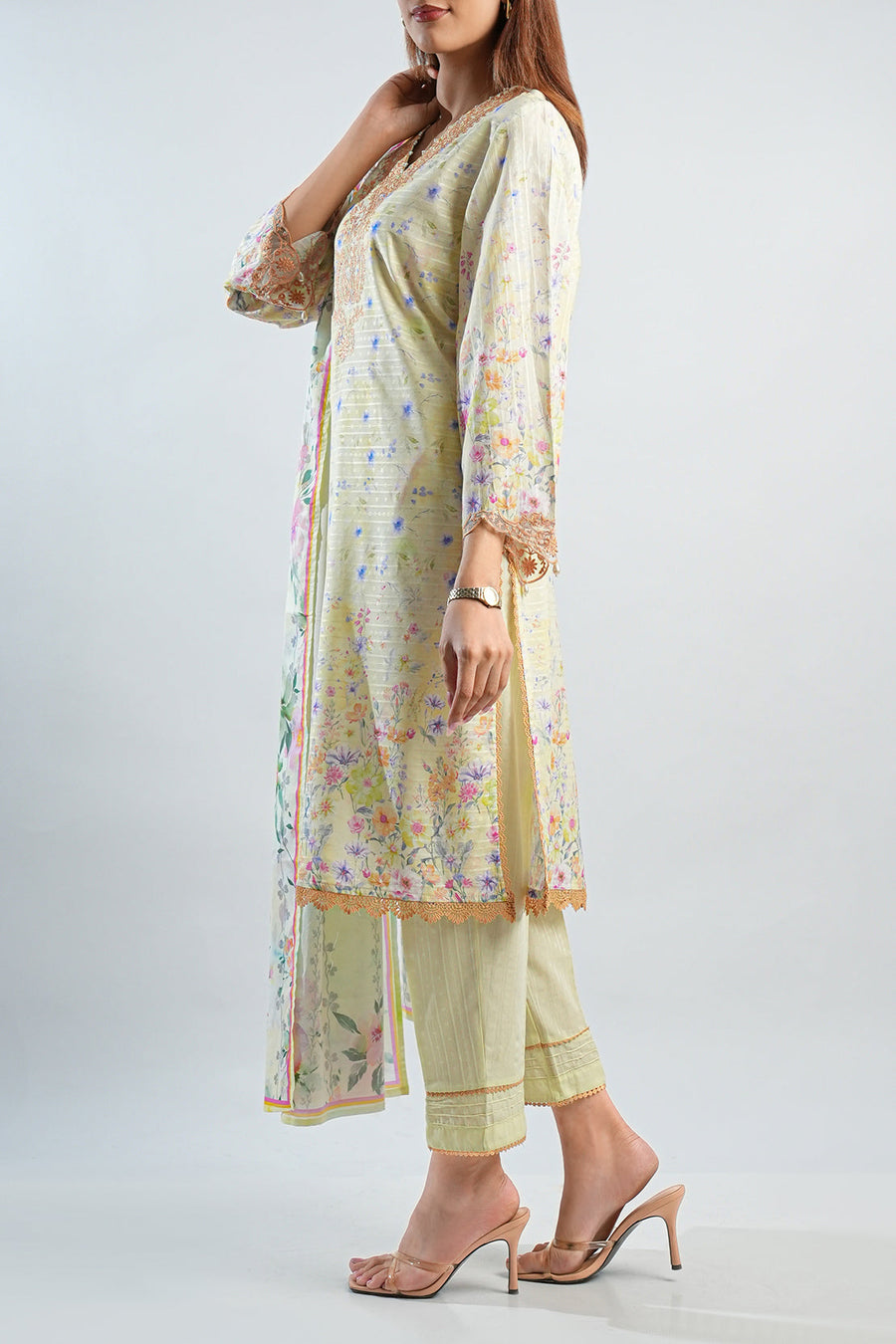Printed Embroidered Cotton Jacquard Stitched 2 Piece (Shirt/Dupatta) - Pehnaawaa