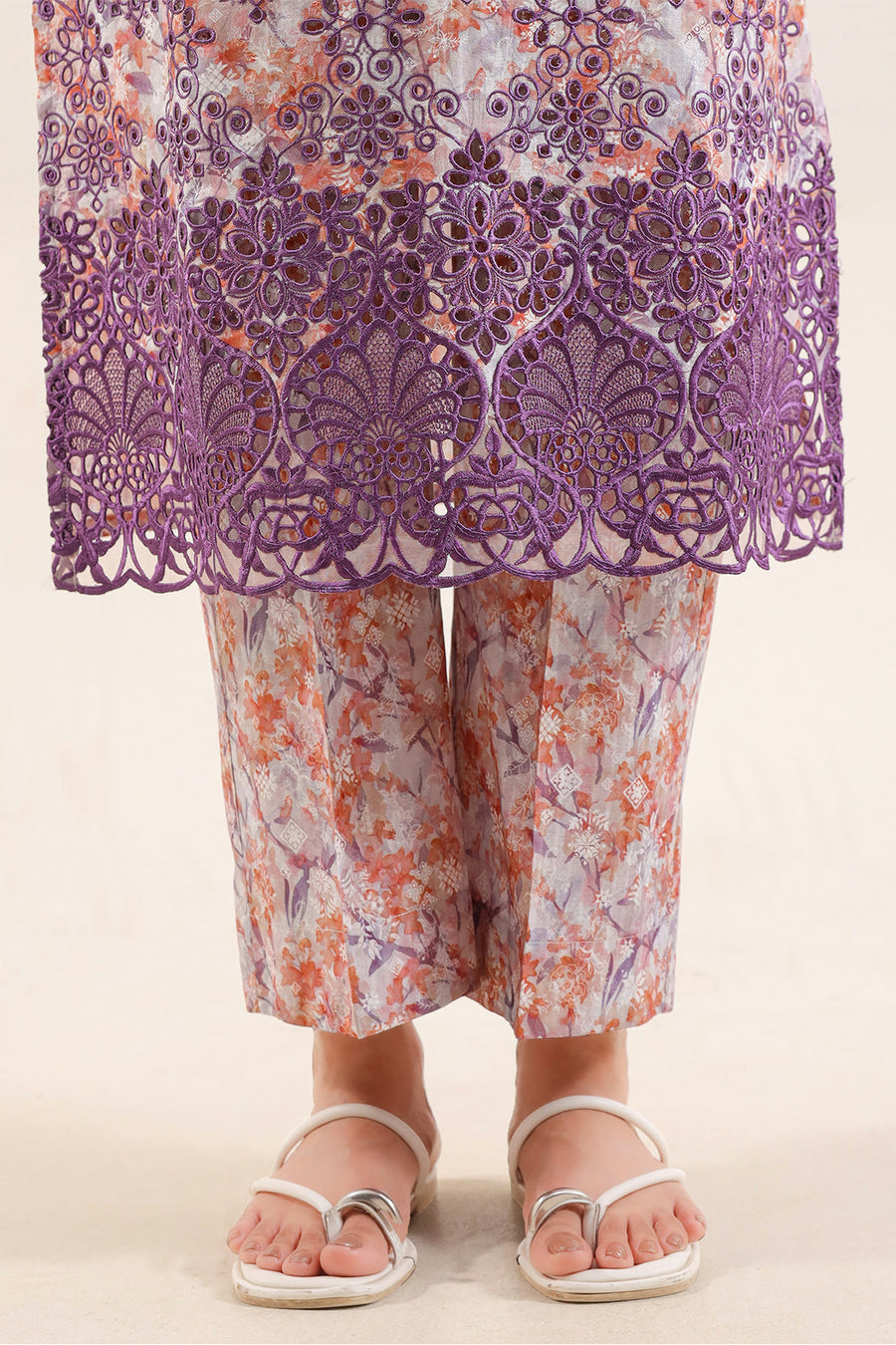 Printed Embroidered Self Strip Lawn Stitched 2 Piece (Shirt/Trouser) - Pehnaawaa