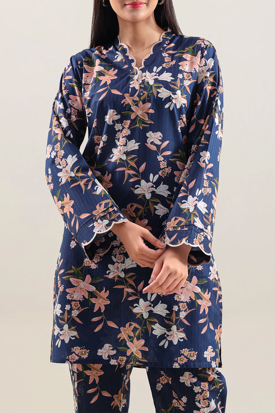 Printed Embroidered Strip Lawn Stitched 2 Piece (Shirt/Trouser) - Pehnaawaa