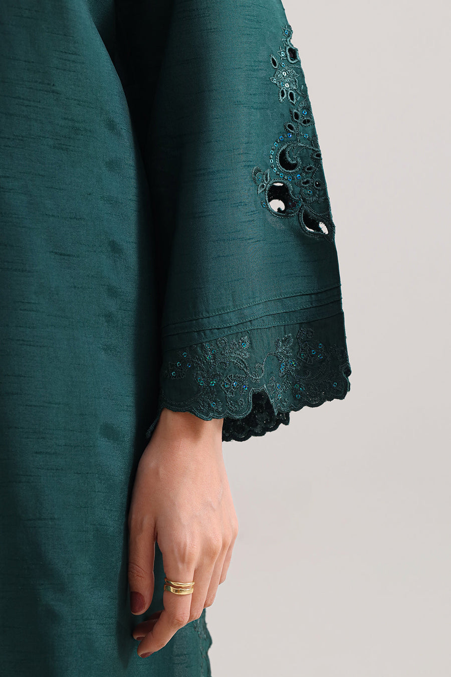 Solid Embroidered Korean Silk Stitched 2 Piece (Shirt/Trouser) - Pehnaawaa