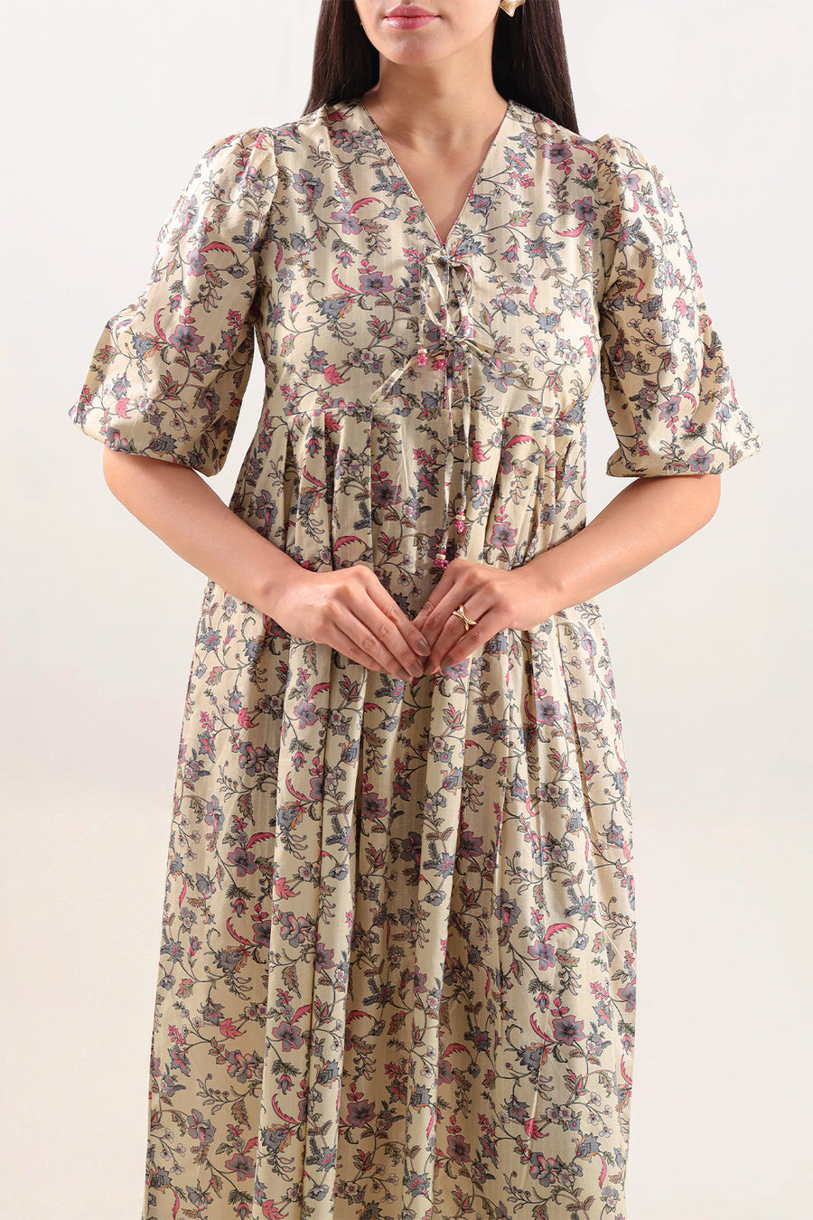 Printed Self Strip Lawn Stitched Dress - Pehnaawaa