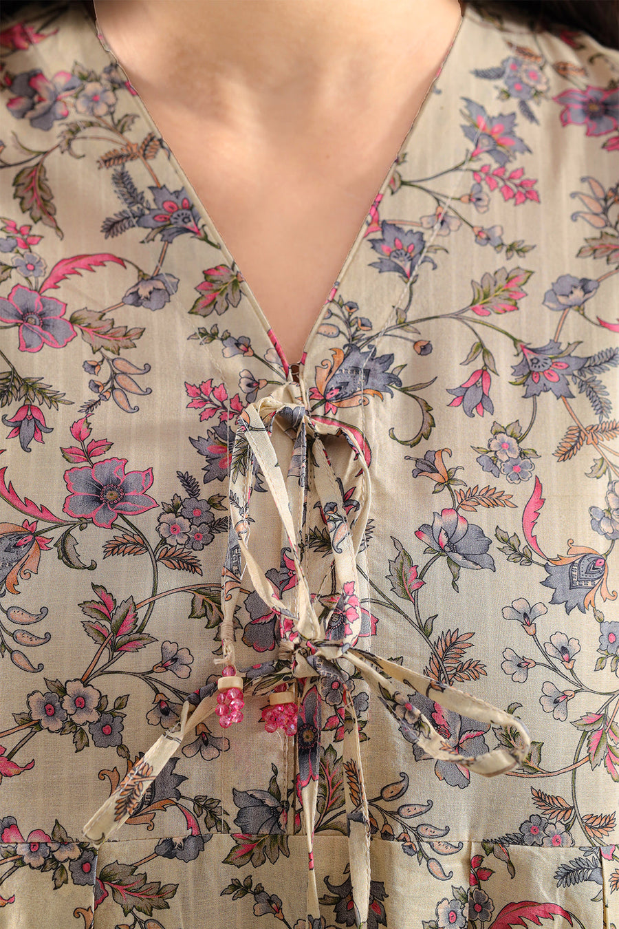 Printed Self Strip Lawn Stitched Dress - Pehnaawaa