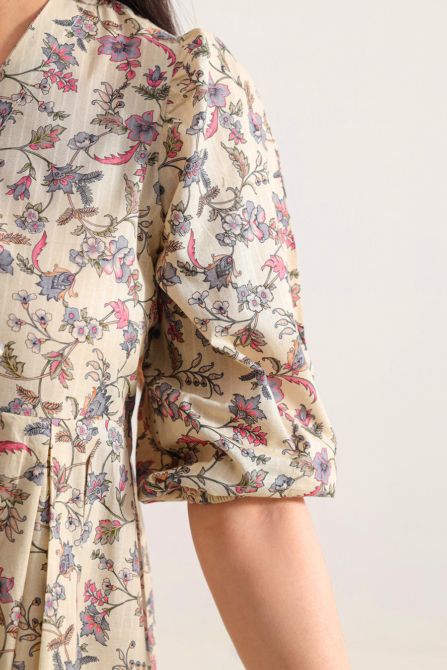 Printed Self Strip Lawn Stitched Dress - Pehnaawaa