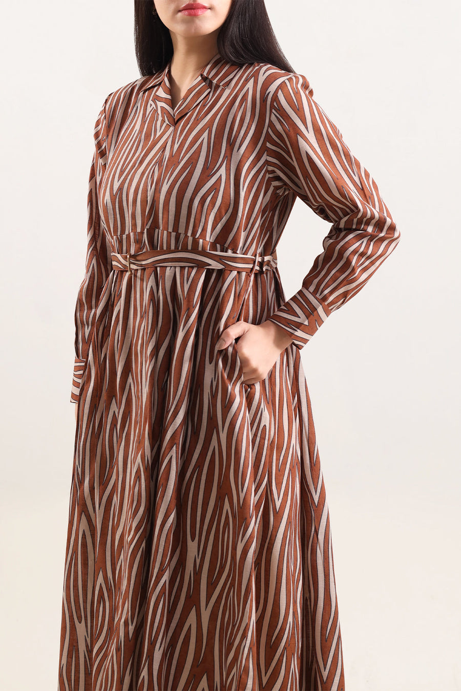 Printed Khaddar Stitched Dress - Pehnaawaa