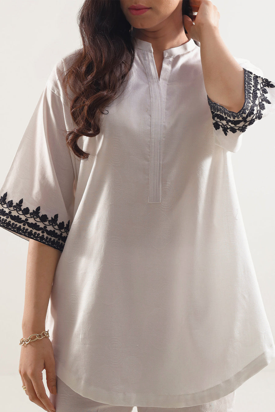 Embroidered Cotton Jacquard Stitched 2 Piece (Shirt/Trouser) - Pehnaawaa