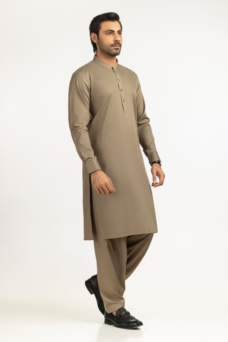 Off-White Cotton 2-Piece Kurta Set | Mandarin Collar