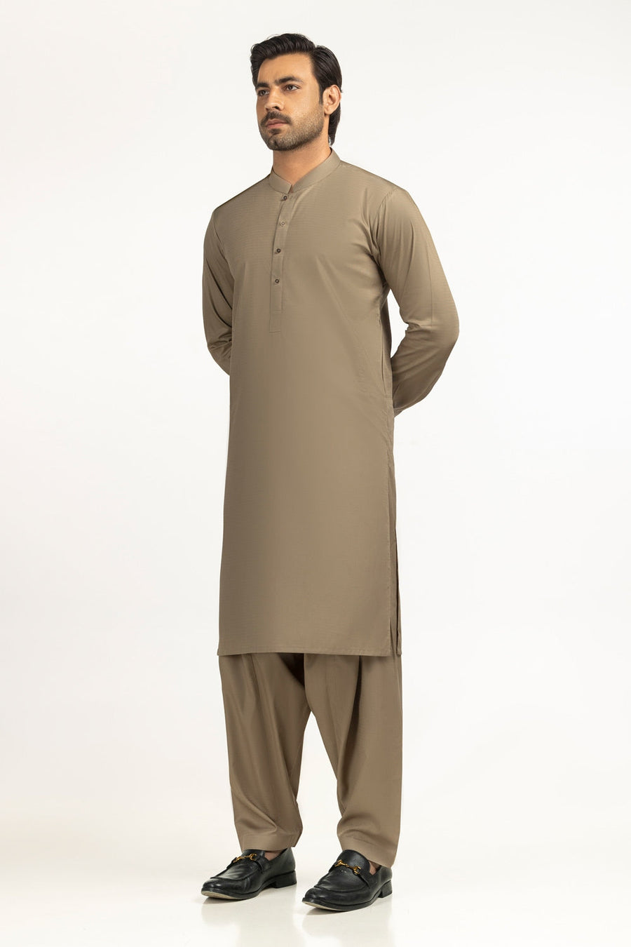 Off-White Cotton 2-Piece Kurta Set | Mandarin Collar