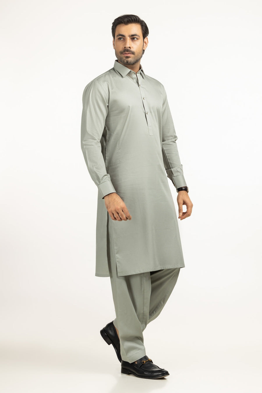 Off-White Cotton 2-Piece Kurta Set | Mandarin Collar