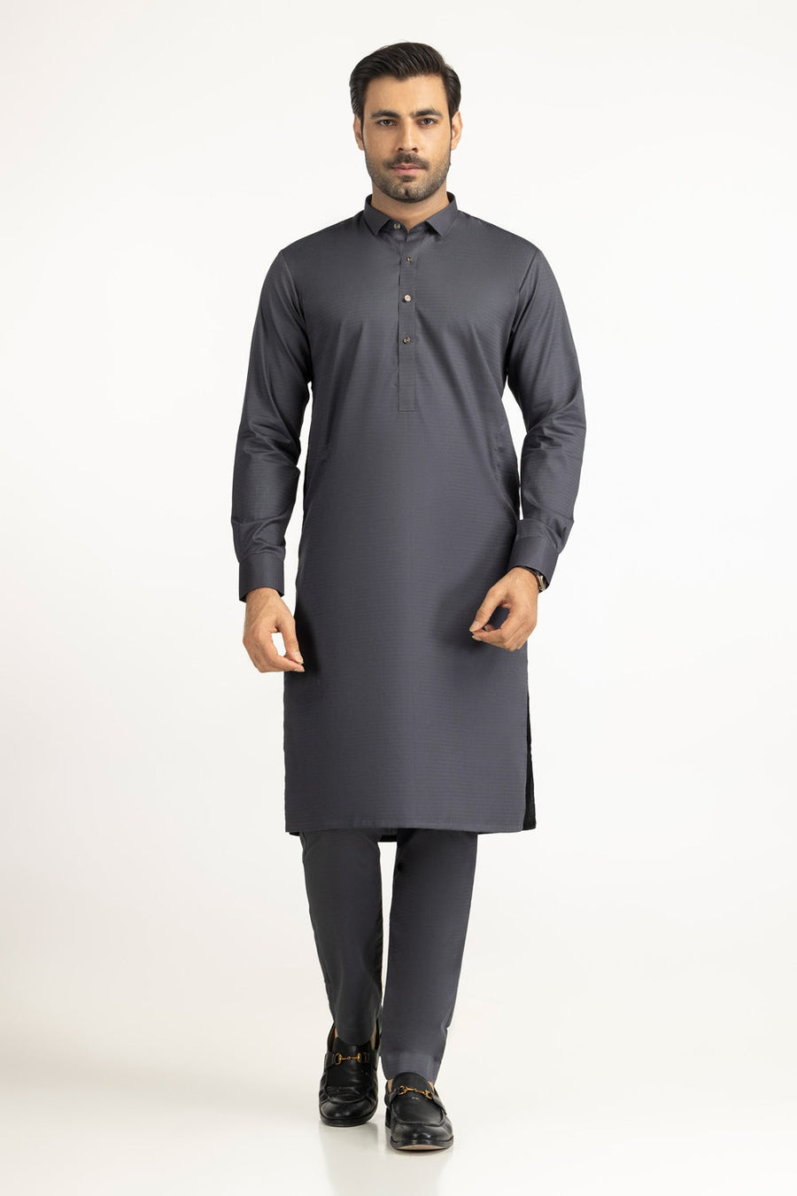 Off-White Cotton 2-Piece Kurta Set | Mandarin Collar