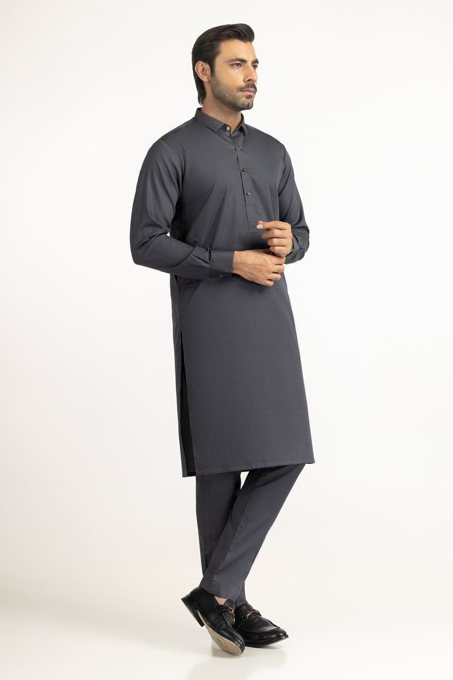 Off-White Cotton 2-Piece Kurta Set | Mandarin Collar