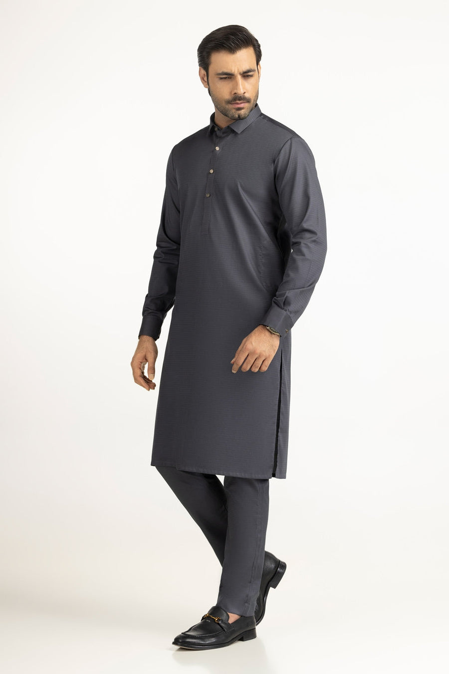 Off-White Cotton 2-Piece Kurta Set | Mandarin Collar