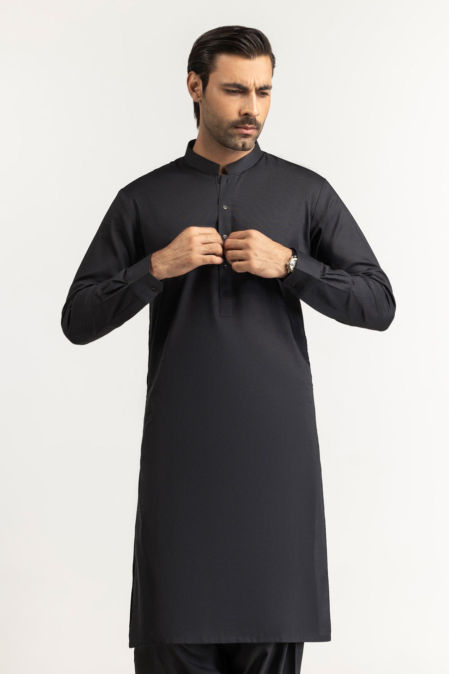 Off-White Cotton 2-Piece Men's Kurta | Button-Front Placket