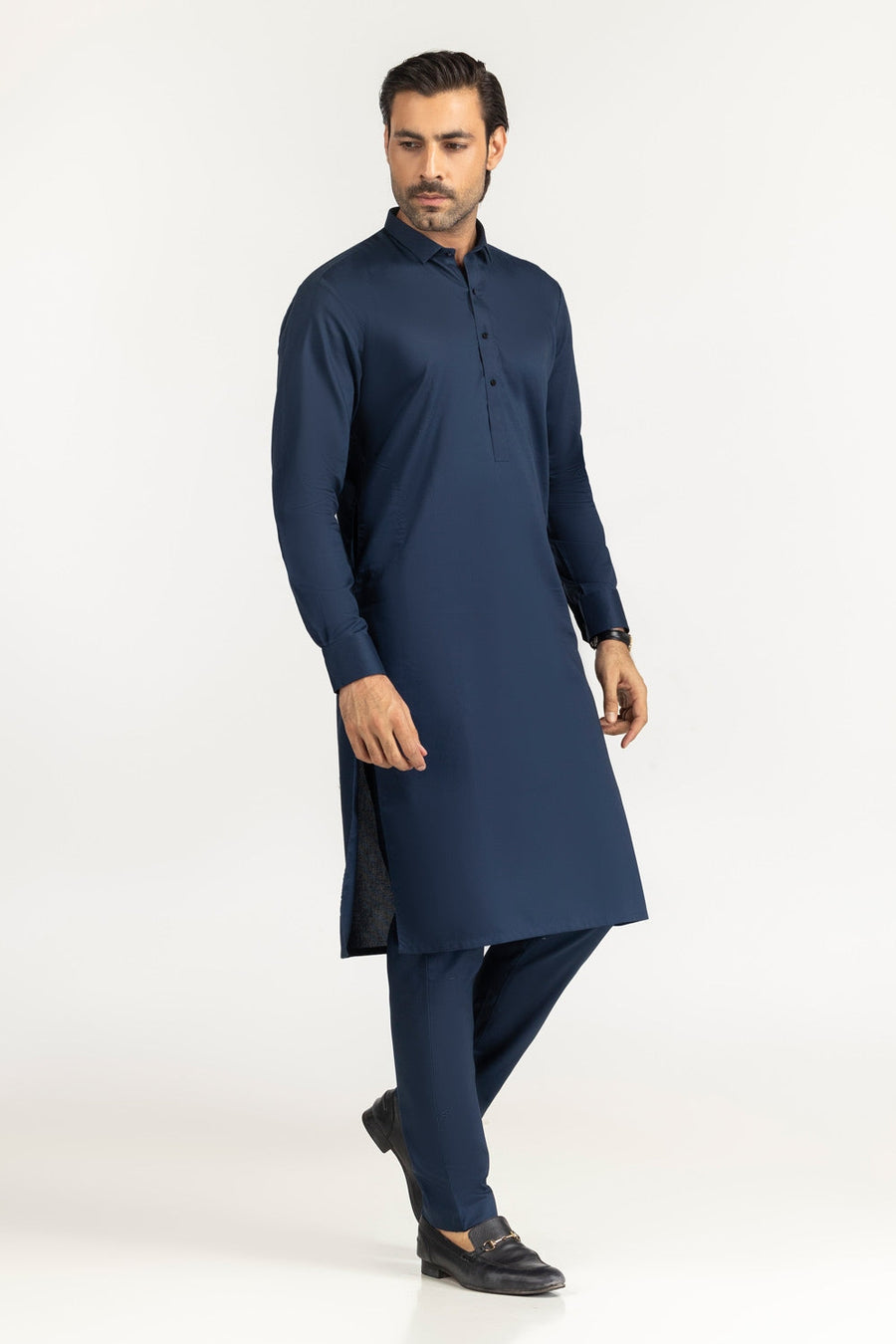Off-White Cotton 2-Piece Men's Kurta | Button-Front Placket
