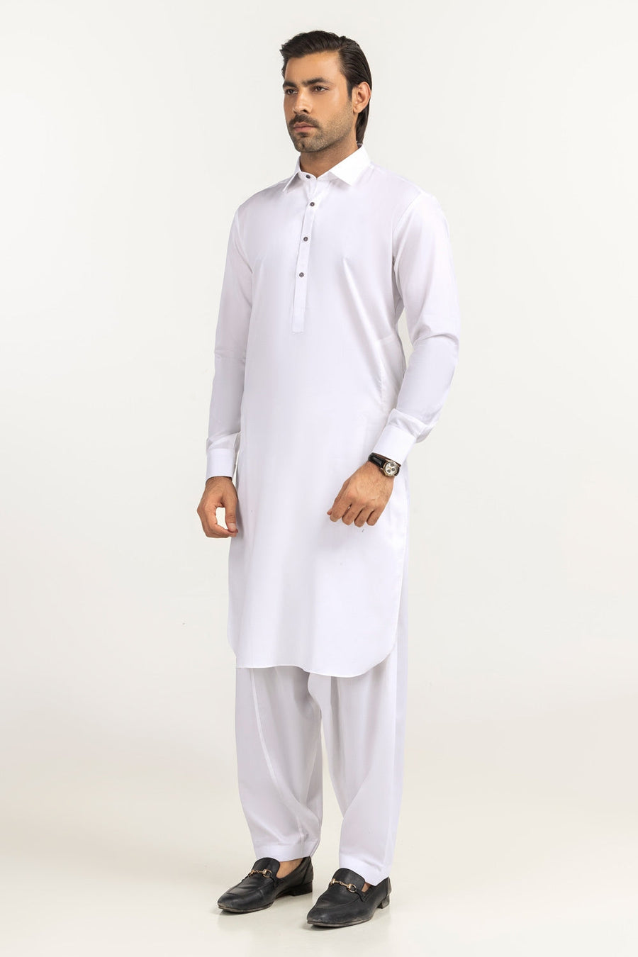 Off-White Cotton 2-Piece Men's Kurta | Button-Front Placket