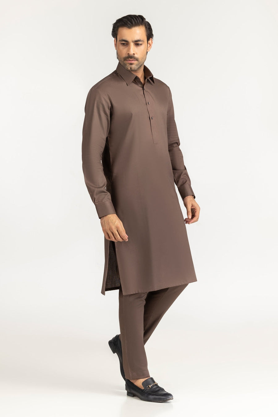 Off-White Cotton 2-Piece Men's Kurta | Half-Button Collar