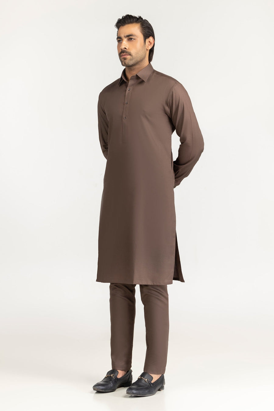 Off-White Cotton 2-Piece Men's Kurta | Half-Button Collar