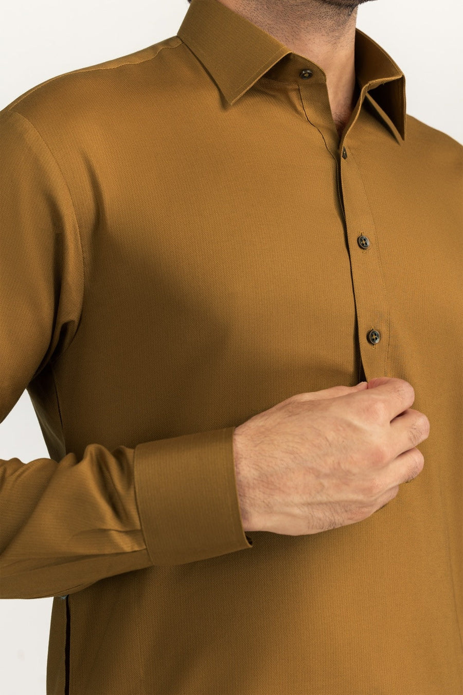 Off-White Cotton 2-Piece Men's Kurta | Half-Button Collar