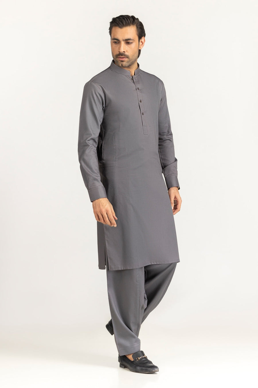 Off-White Cotton 2-Piece Men's Kurta | Half-Button Collar