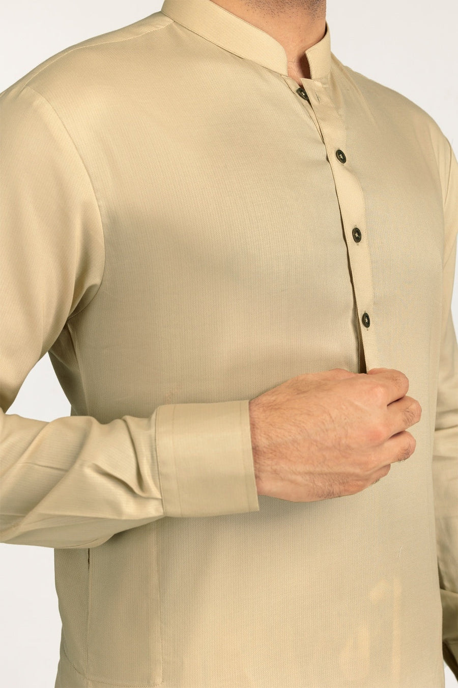 Off-White Cotton 2-Piece Men's Kurta | Half-Button Collar