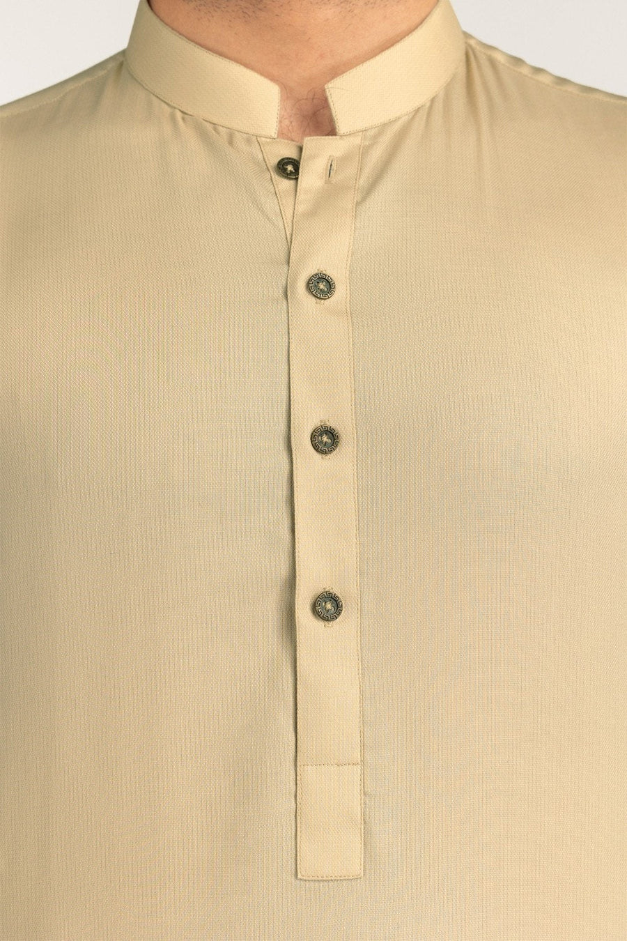 Off-White Cotton 2-Piece Men's Kurta | Half-Button Collar