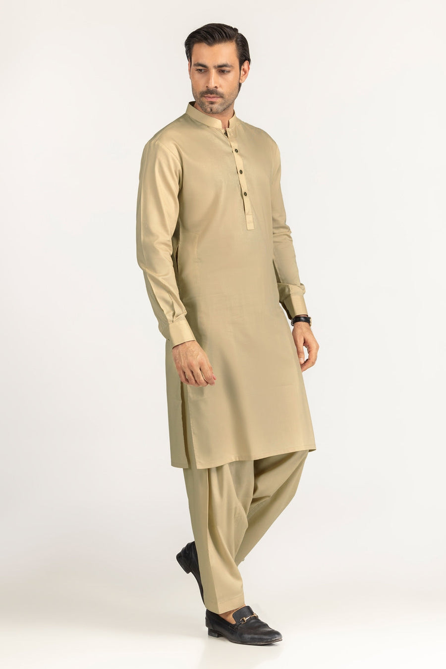 Off-White Cotton 2-Piece Men's Kurta | Half-Button Collar