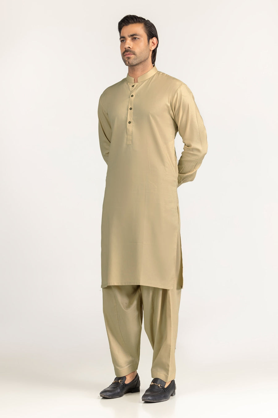 Off-White Cotton 2-Piece Men's Kurta | Half-Button Collar