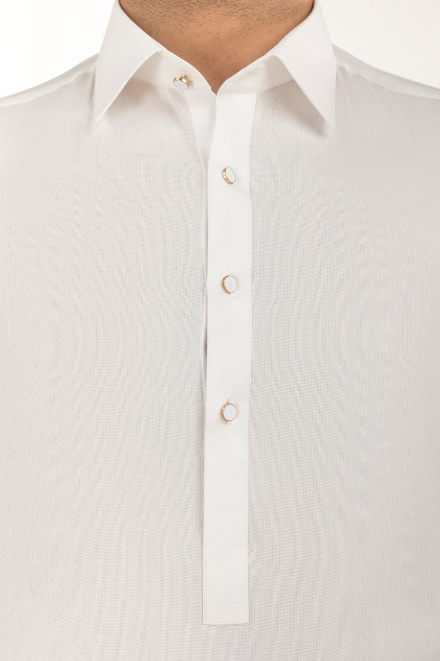 Off-White Cotton 2-Piece Men's Kurta | Half-Button Collar