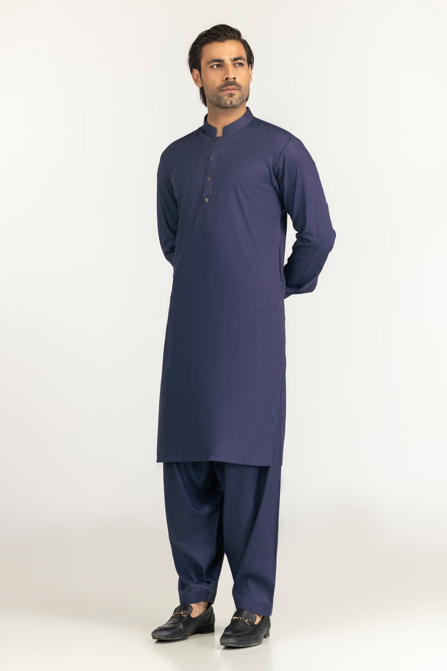 Off-White Cotton 2-Piece Men's Kurta | Half-Button Collar