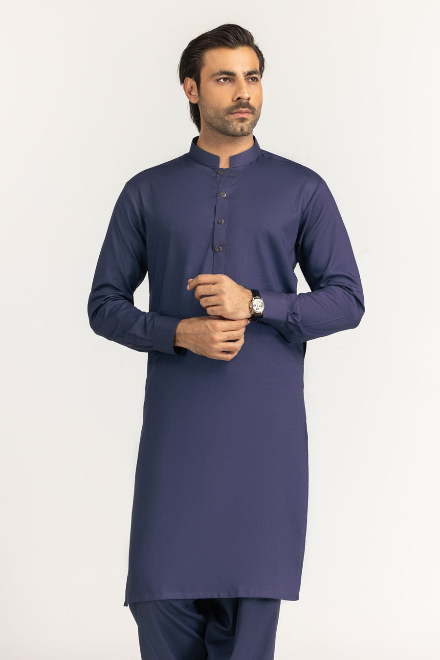 Off-White Cotton 2-Piece Men's Kurta | Half-Button Collar