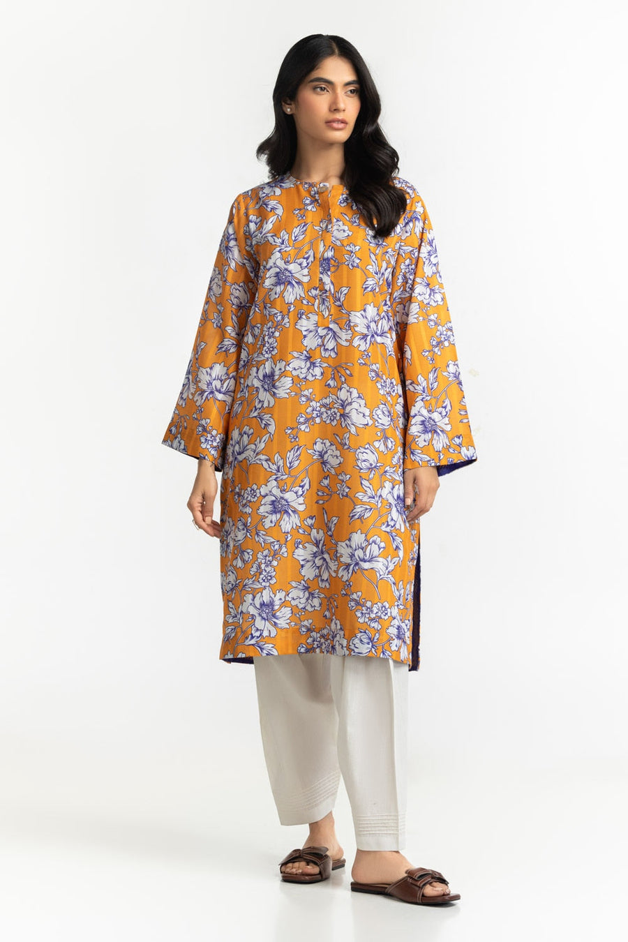 Mustard Lawn 2-Piece Salwar Kameez | Floral Print