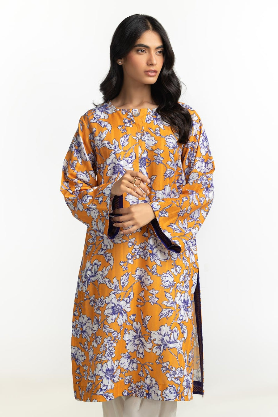 Mustard Lawn 2-Piece Salwar Kameez | Floral Print