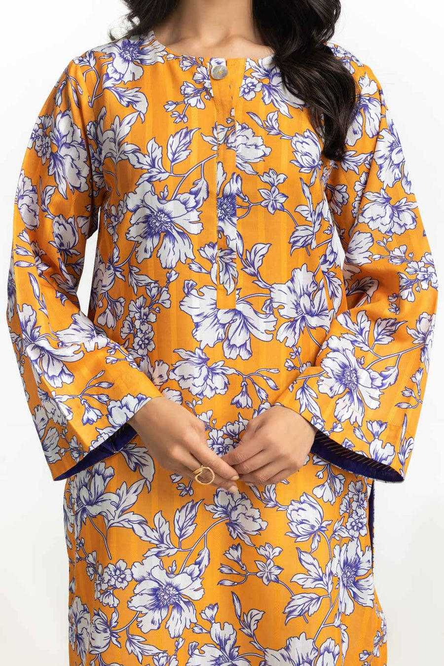Mustard Lawn 2-Piece Salwar Kameez | Floral Print