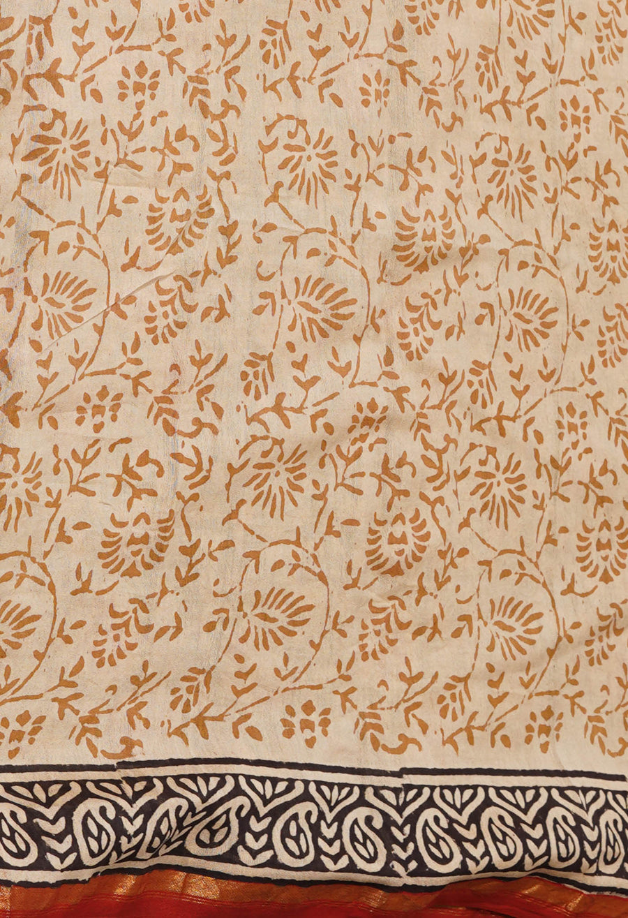 Green Pure Bagru Kalamkari Printed Chanderi Sico Saree-UNM76671 - Pehnaawaa