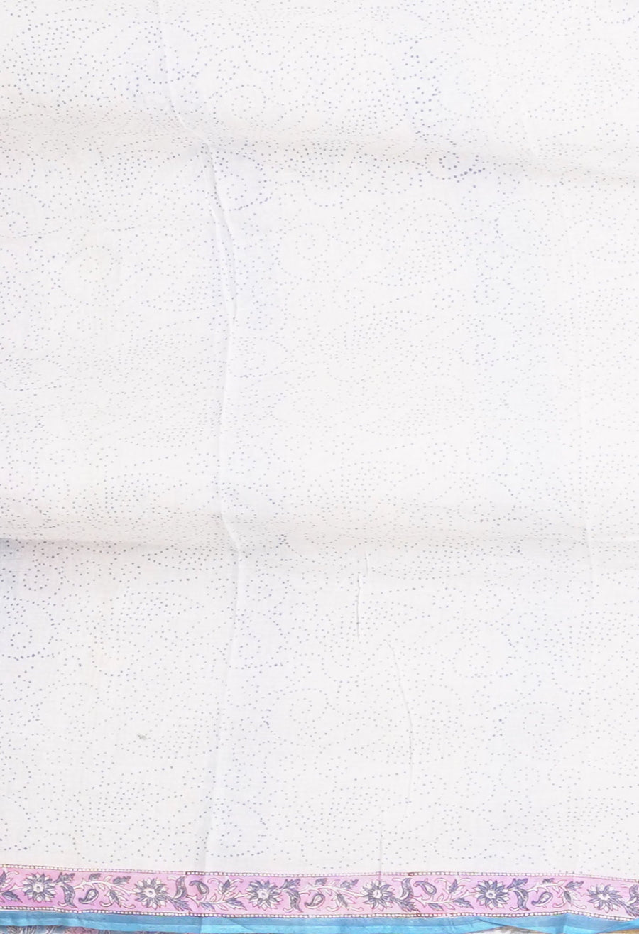 Blue Pure Hand Block Printed Chanderi Sico Saree-UNM81660 - Pehnaawaa