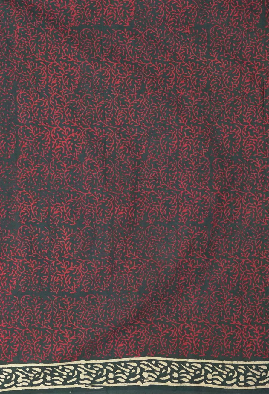 Green Pure Napthol Block Printed Chanderi Sico Saree-UNM81855 - Pehnaawaa