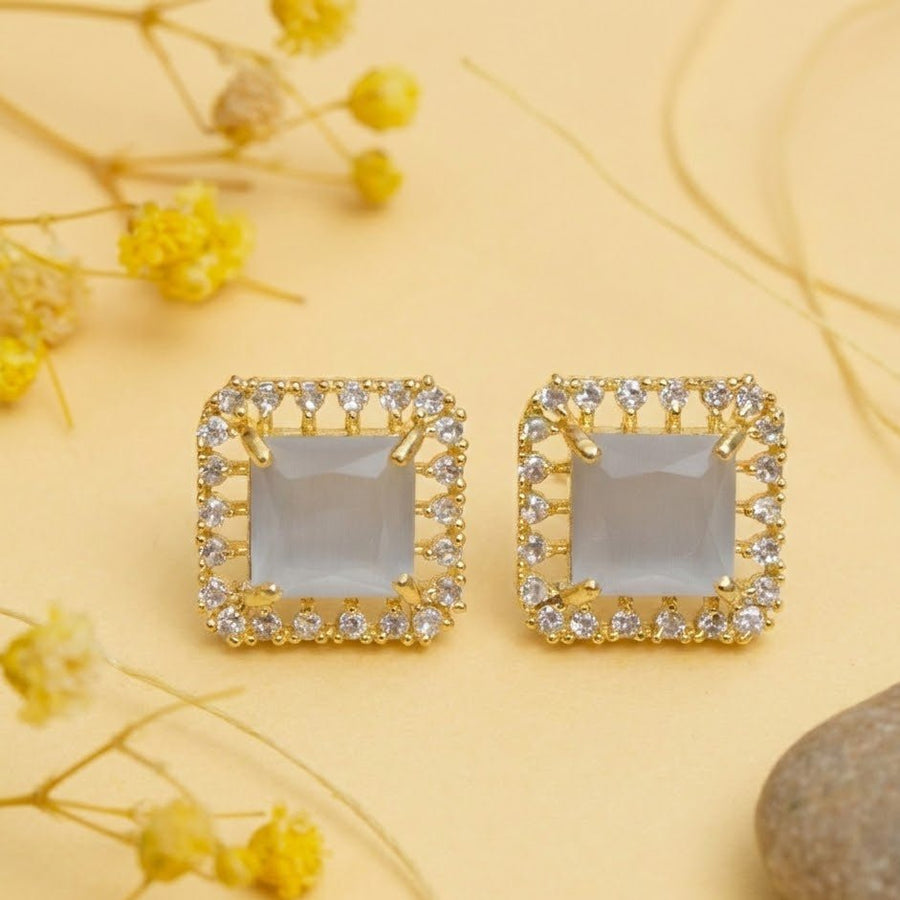 Square Halo Stud Earrings