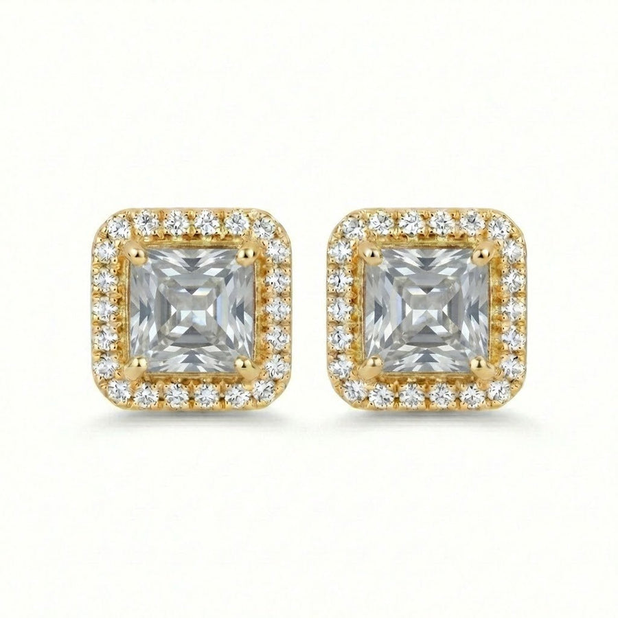 Square Halo Stud Earrings