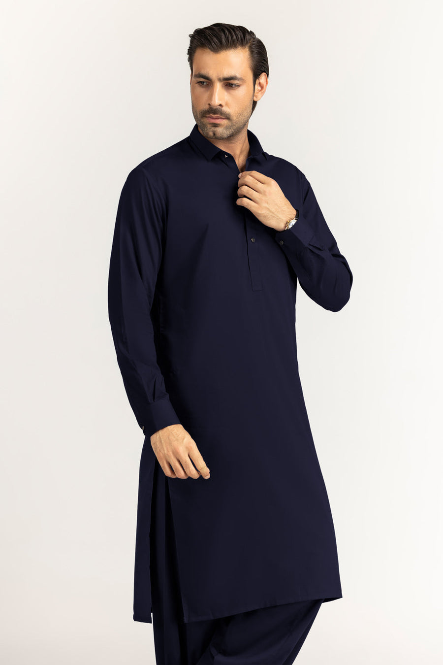 Off-White Cotton Lawn 2-Piece Men's Kurta | Mandarin Collar