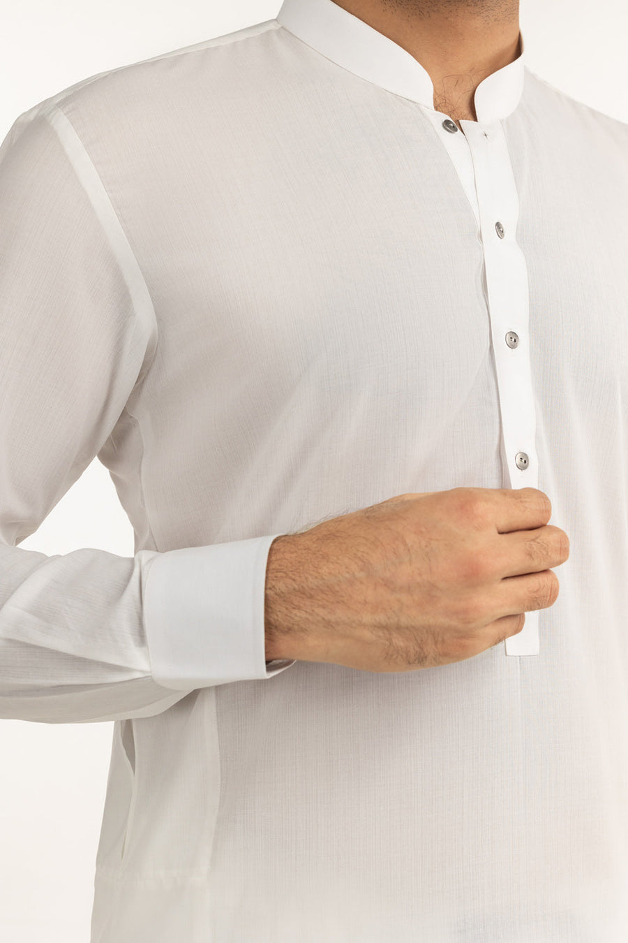 Off-White Cotton Lawn 2-Piece Men's Kurta | Mandarin Collar