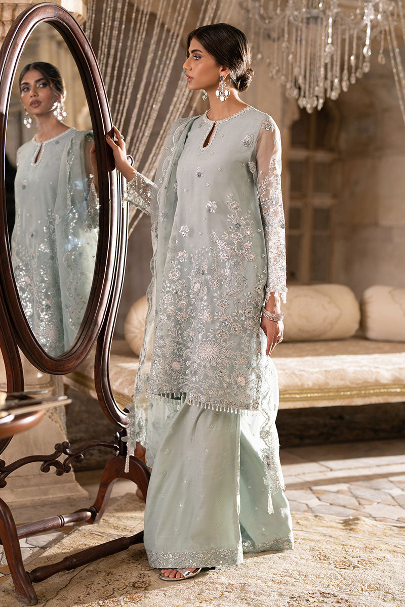 AQUA SPARKLE-3PC ORGANZA EMBROIDERED PRET - Pehnaawaa
