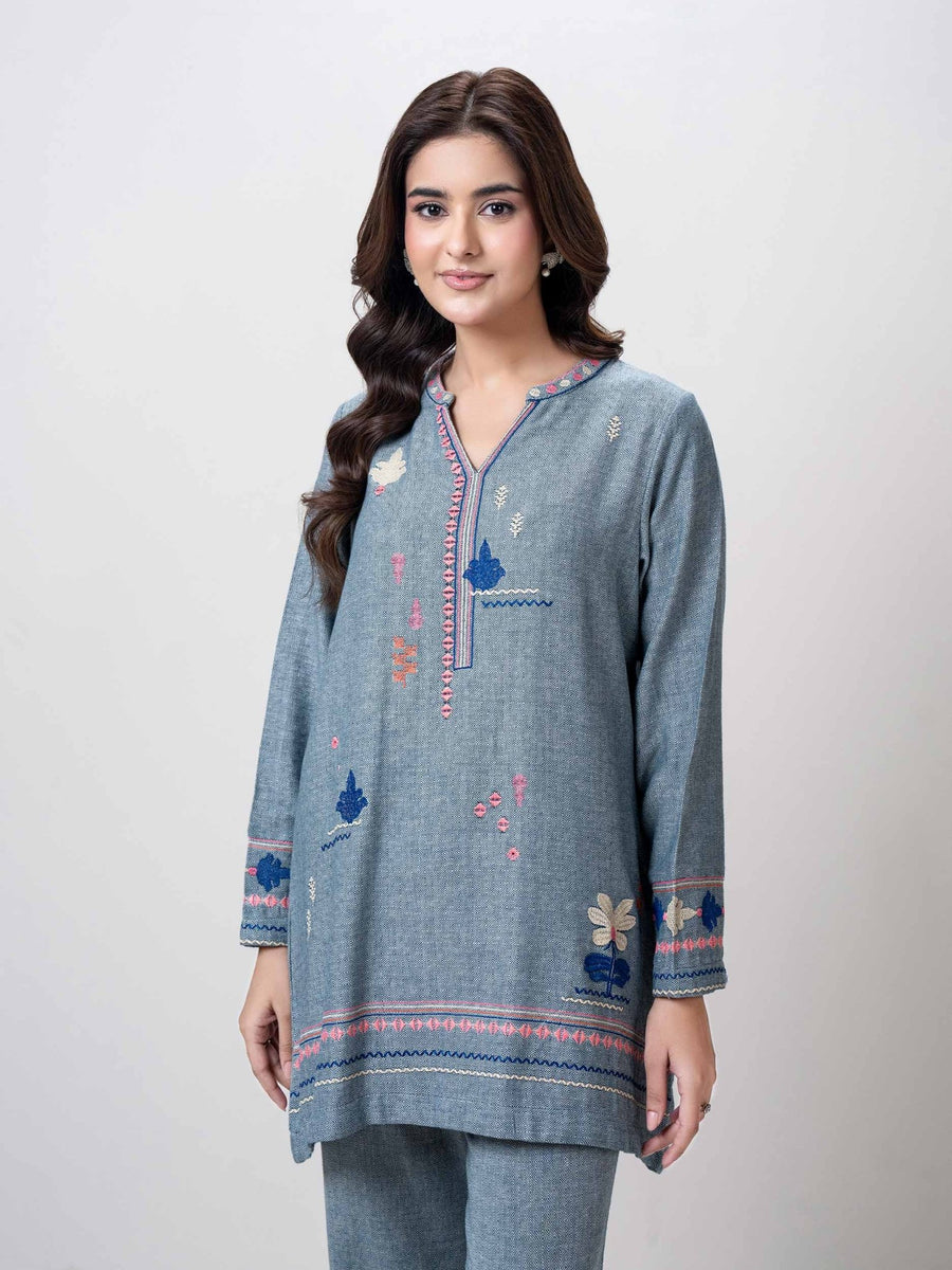 Yarn Dyed Co - ord Set - Embroidered - Pehnaawaa