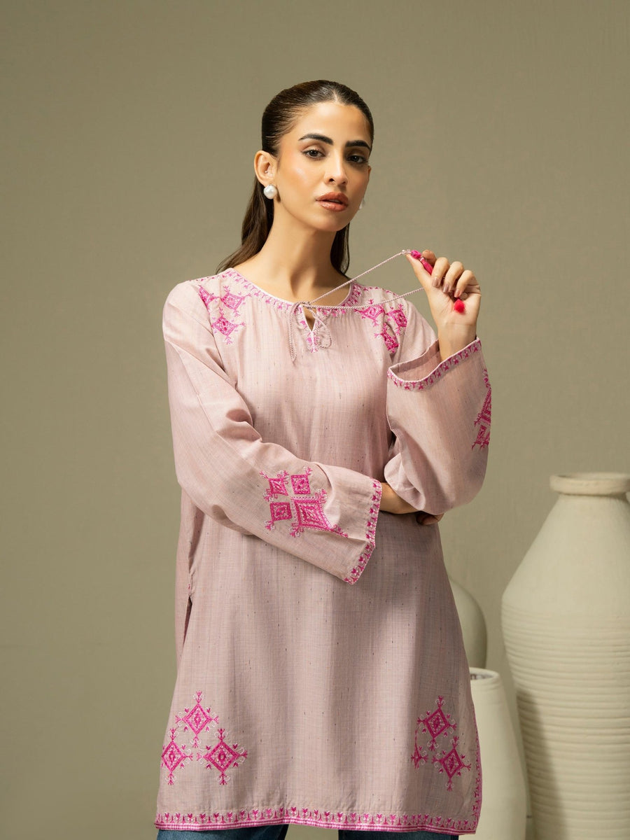 Yarn Dyed Kurti - Embroidered (Pret) - Pehnaawaa