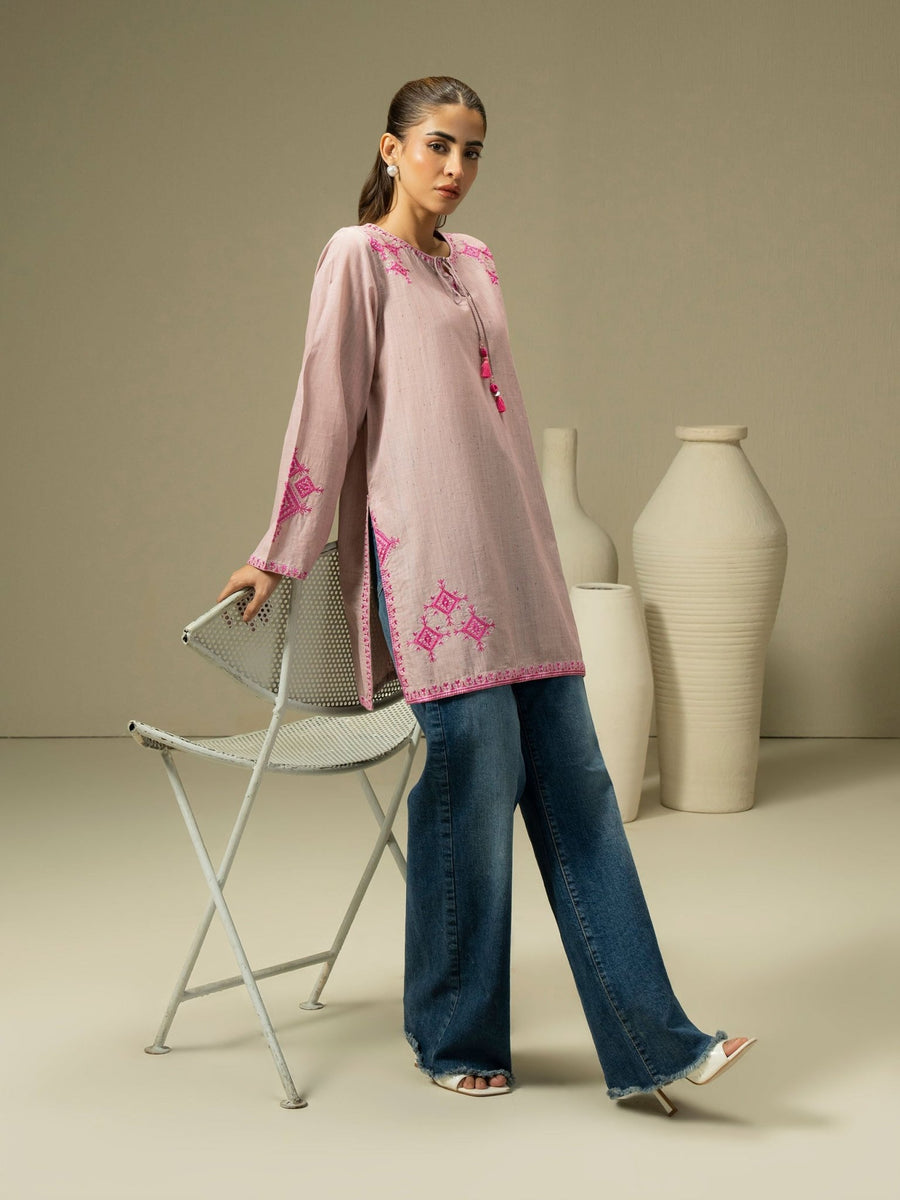 Yarn Dyed Kurti - Embroidered (Pret) - Pehnaawaa