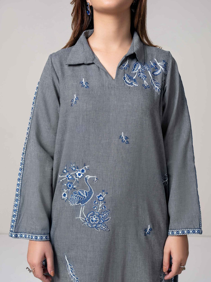 Yarn Dyed Shirt - Embroidered (Pret) - Pehnaawaa