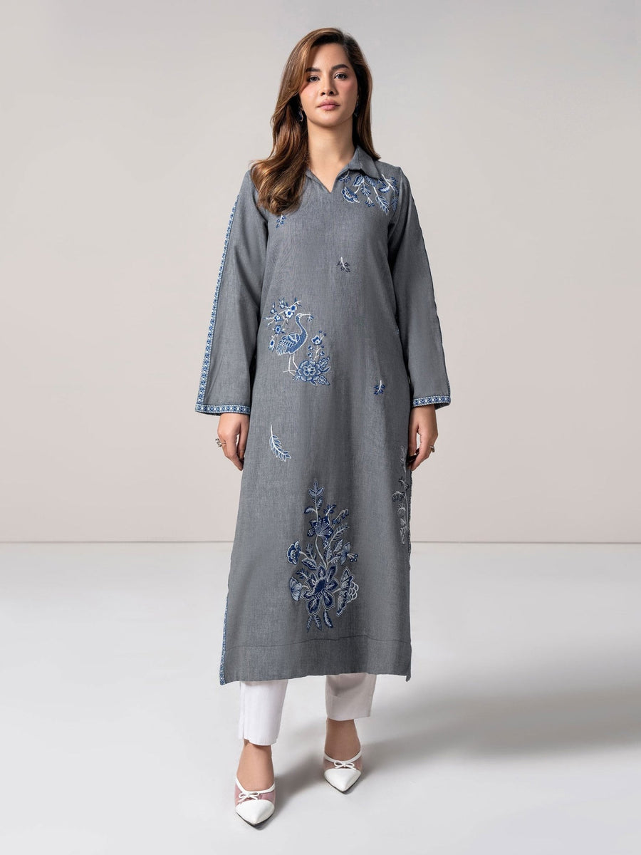 Yarn Dyed Shirt - Embroidered (Pret) - Pehnaawaa
